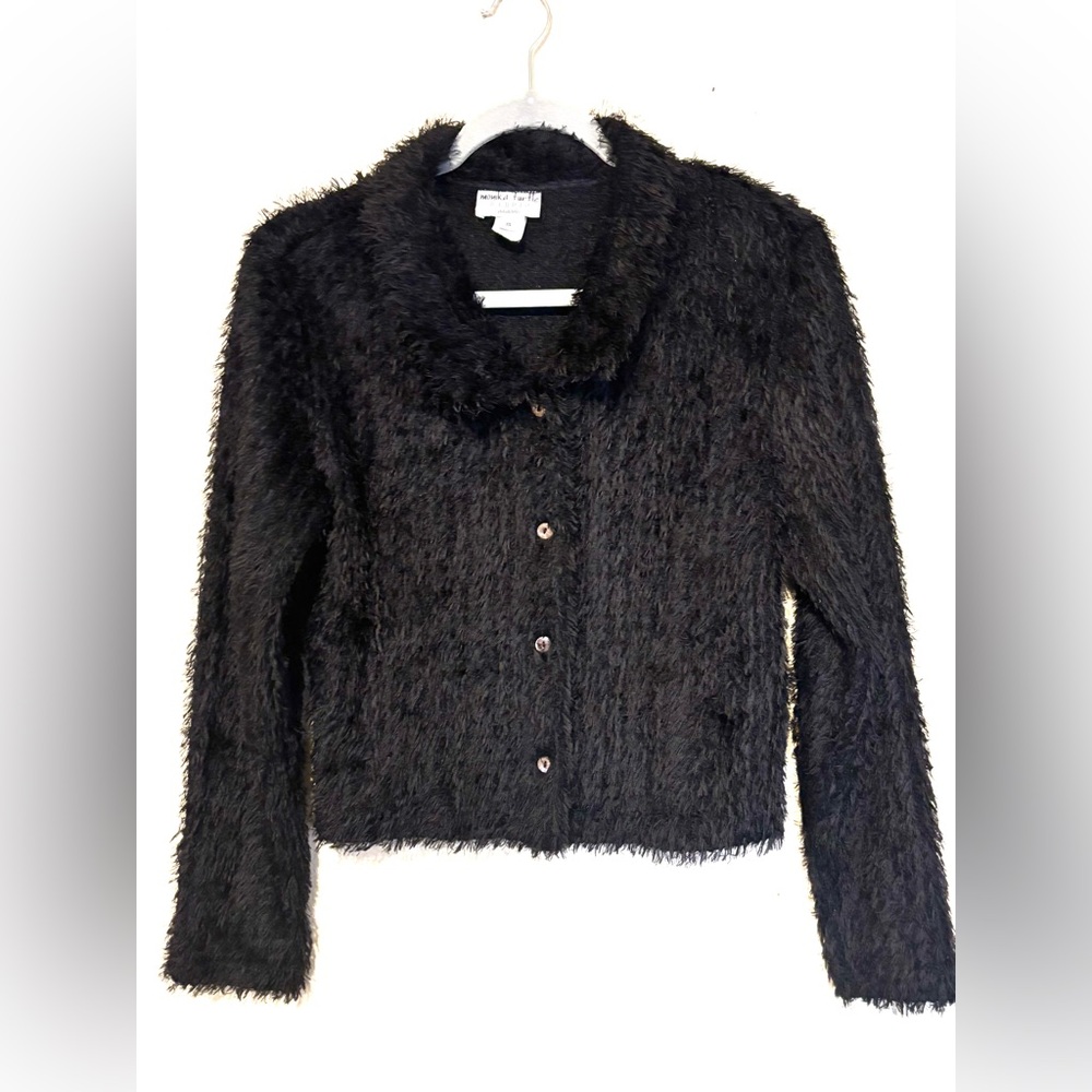 Vintage Monika Turtle Studio Fuzzy Knit Cardigan Sweater Size Small